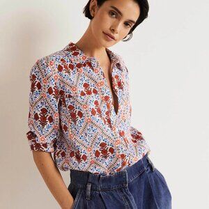 Boden linen shirt Ivory, Poppy Bloom 4P 4 petite